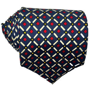 The Custom Shop Shirtmakers Mens Silk Tie Geometric Diamonds Blue Red Necktie